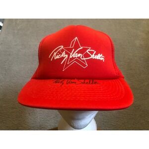 Vintage Ricky Van Shelton Red Trucker Hat Snapback Mesh Country Music Fan Cap